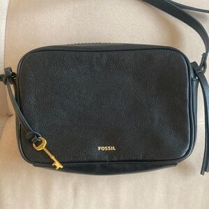 Fossil Black Leather Shoulder Bag